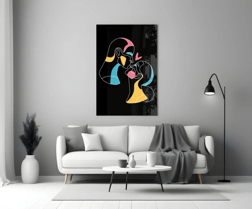 Abstract Colorful Portrait Glass Wall Art - LUXARTDECO