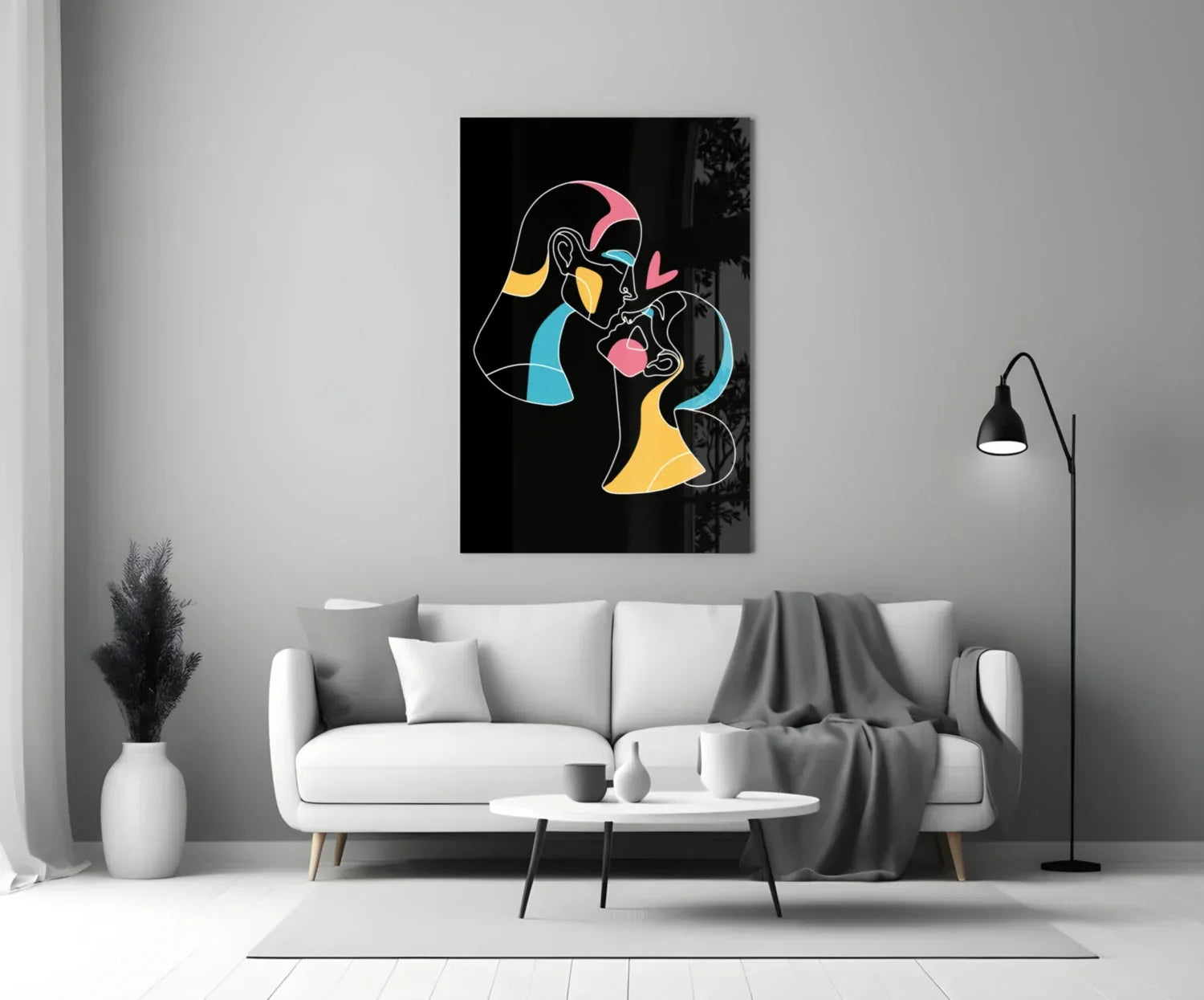Abstract Colorful Portrait Glass Wall Art - LUXARTDECO