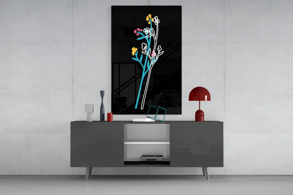 Abstract Colorful Flowers Glass Wall Art - LUXARTDECO