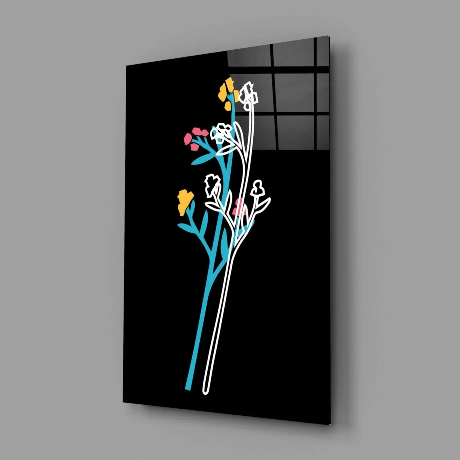 Abstract Colorful Flowers Glass Wall Art - LUXARTDECO