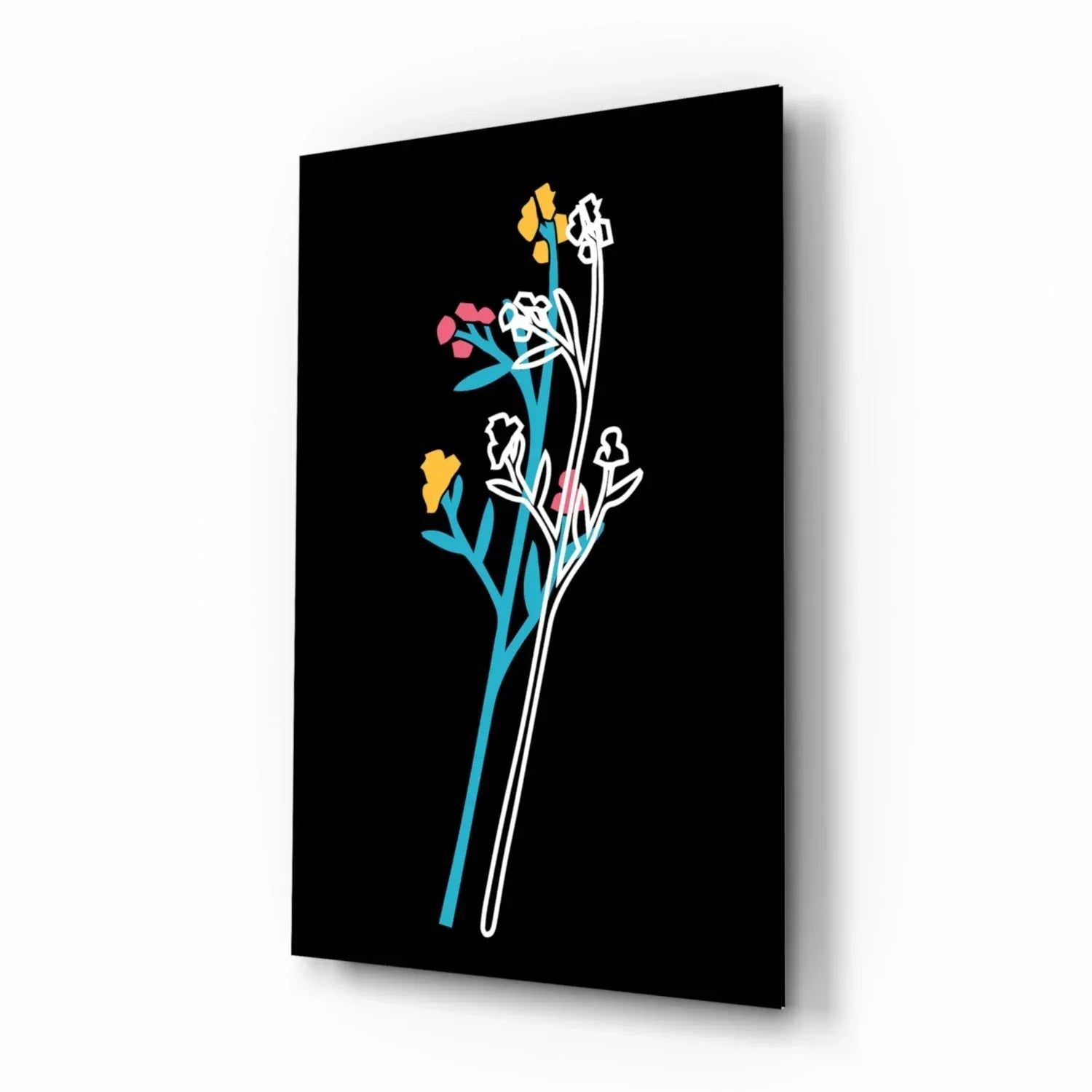 Abstract Colorful Flowers Glass Wall Art - LUXARTDECO