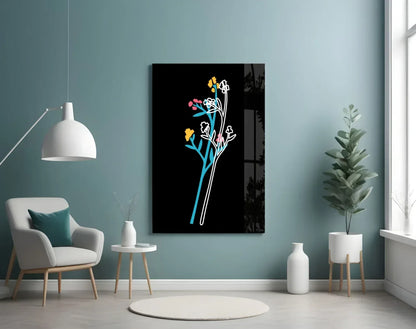 Abstract Colorful Flowers Glass Wall Art - LUXARTDECO