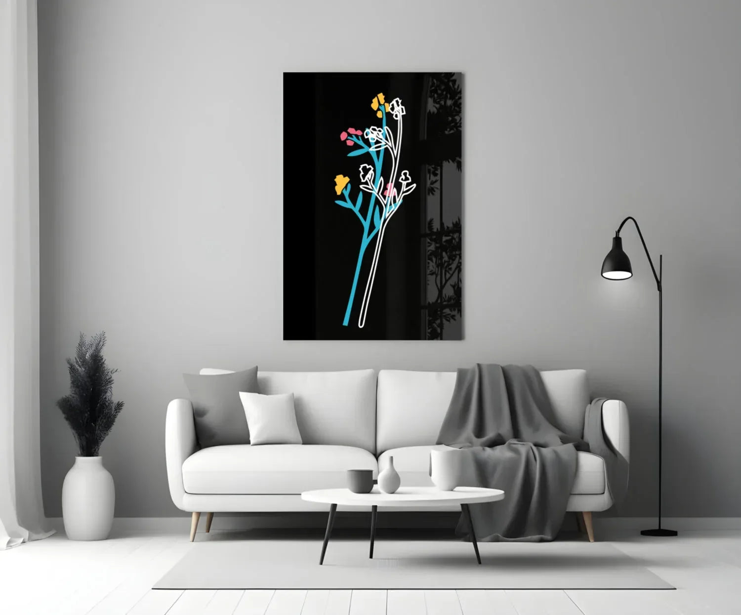 Abstract Colorful Flowers Glass Wall Art - LUXARTDECO