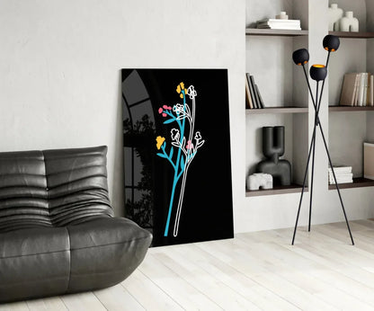 Abstract Colorful Flowers Glass Wall Art - LUXARTDECO