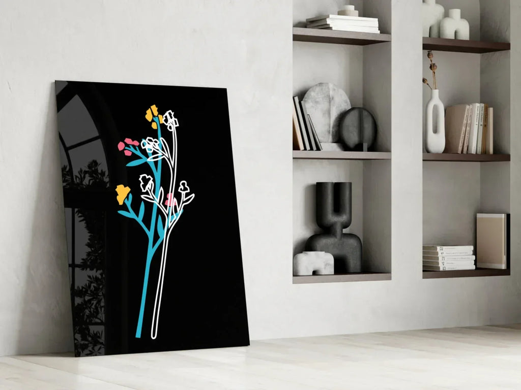 Abstract Colorful Flowers Glass Wall Art - LUXARTDECO