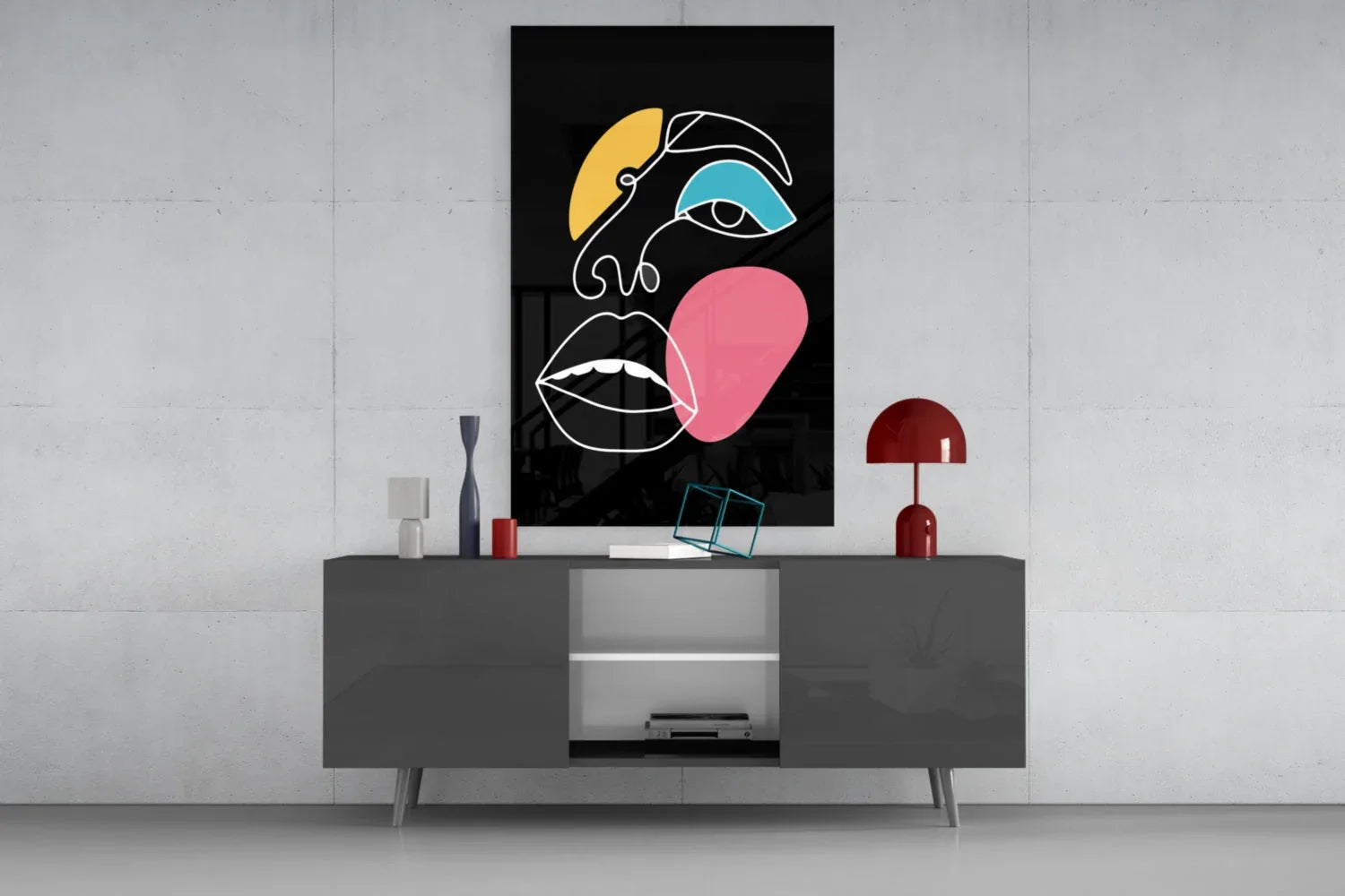 Abstract Colorful Face Glass Wall Art - LUXARTDECO