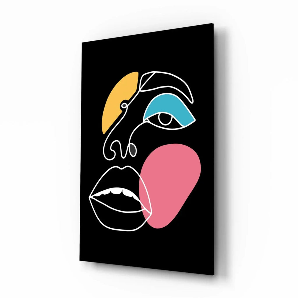 Abstract Colorful Face Glass Wall Art - LUXARTDECO