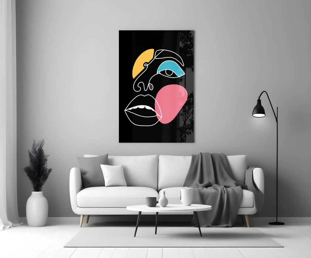Abstract Colorful Face Glass Wall Art - LUXARTDECO