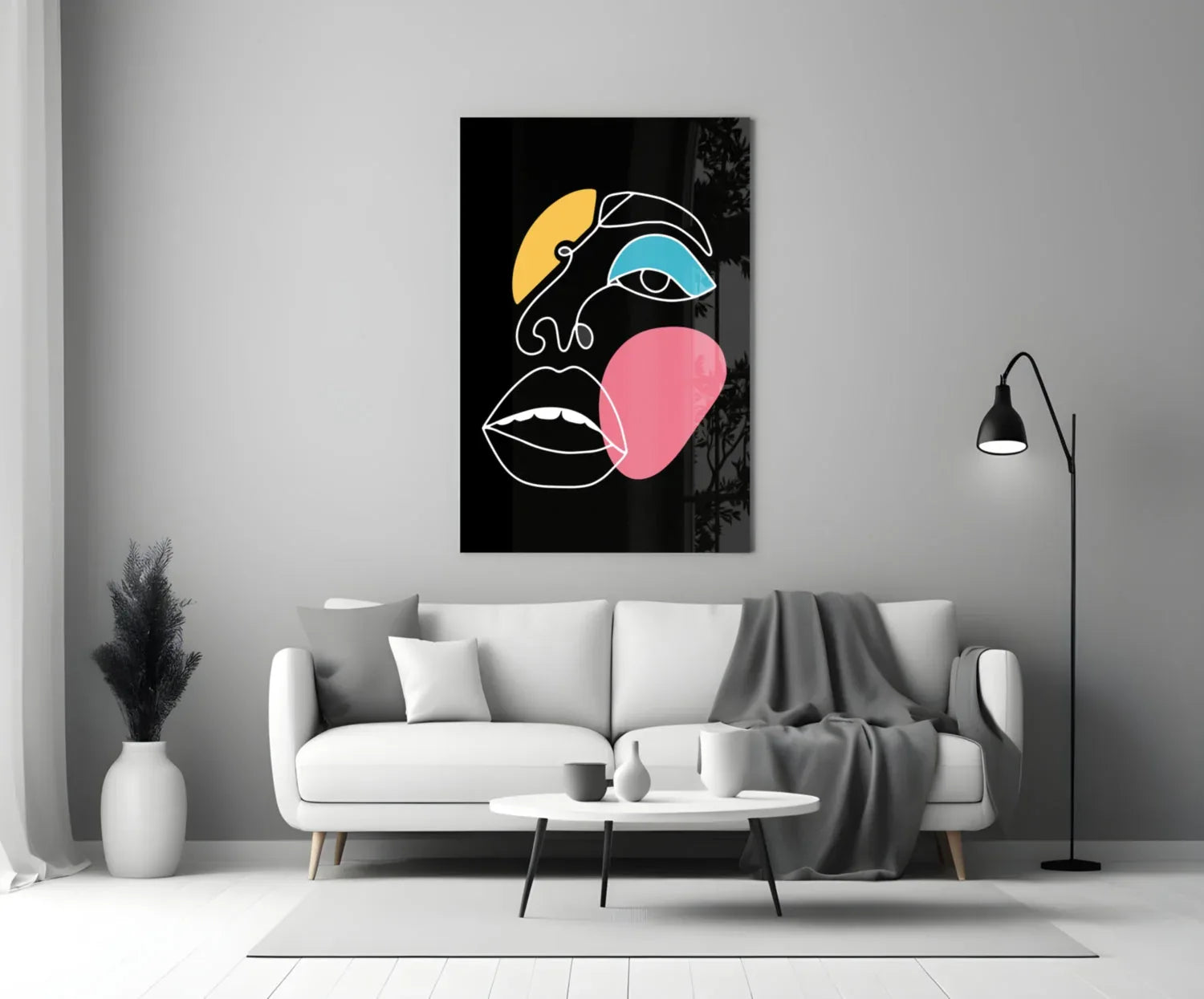 Abstract Colorful Face Glass Wall Art - LUXARTDECO