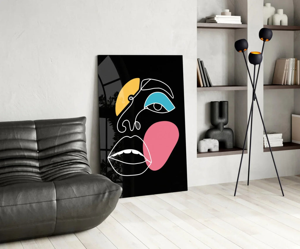 Abstract Colorful Face Glass Wall Art - LUXARTDECO