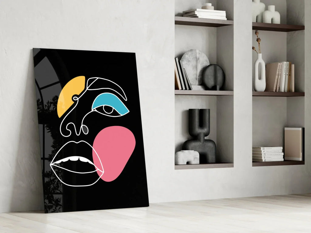 Abstract Colorful Face Glass Wall Art - LUXARTDECO