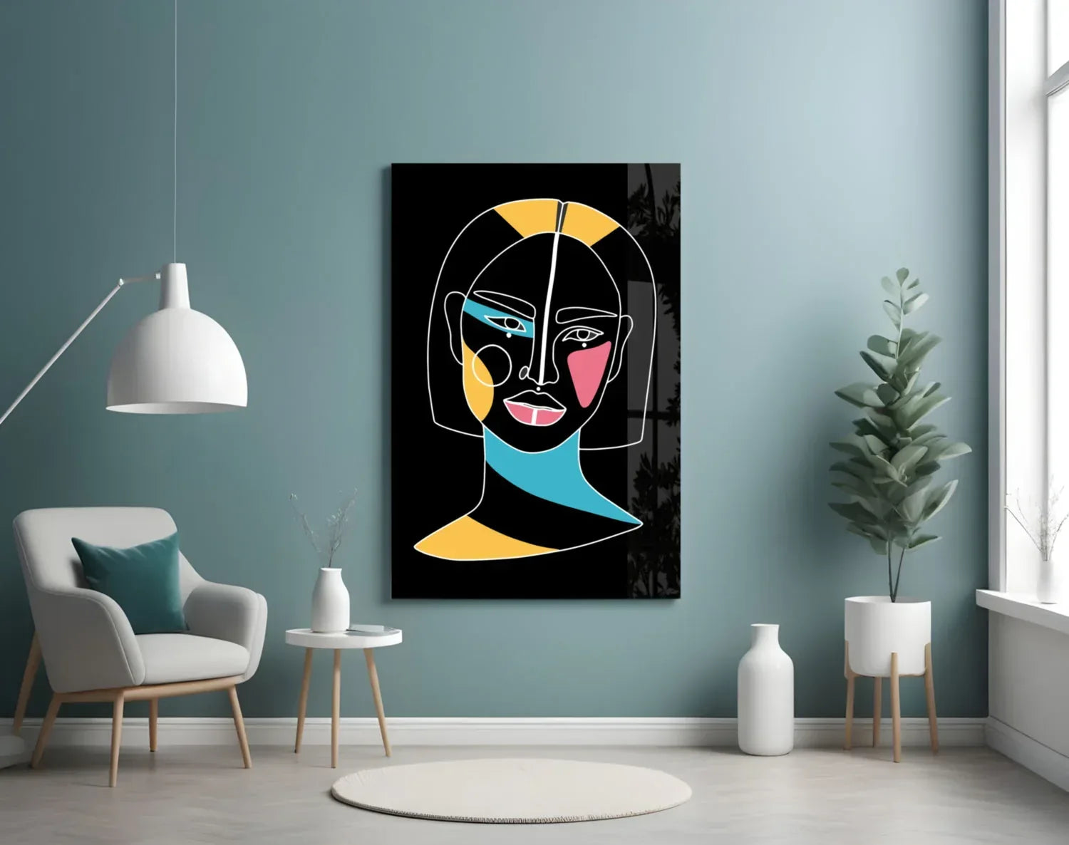 Abstract Colorful Portrait Glass Wall Art - LUXARTDECO