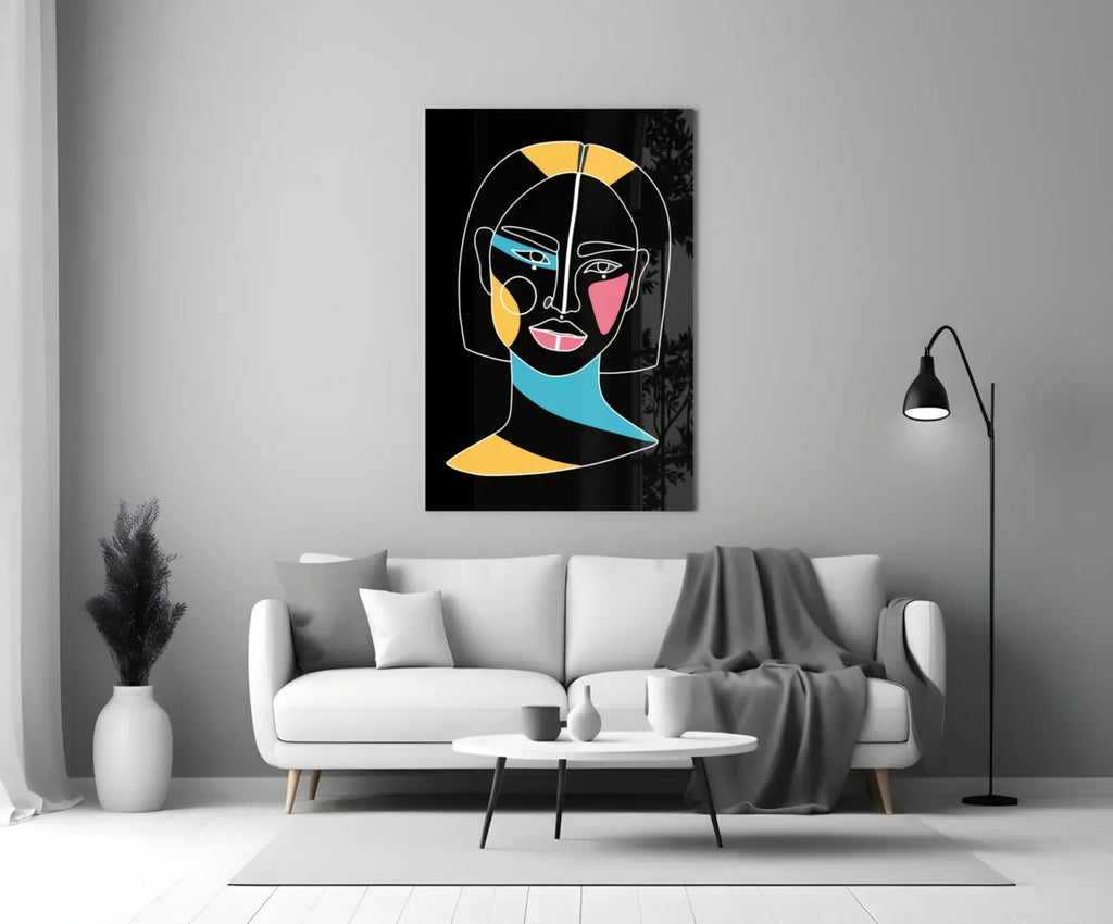 Abstract Colorful Portrait Glass Wall Art - LUXARTDECO