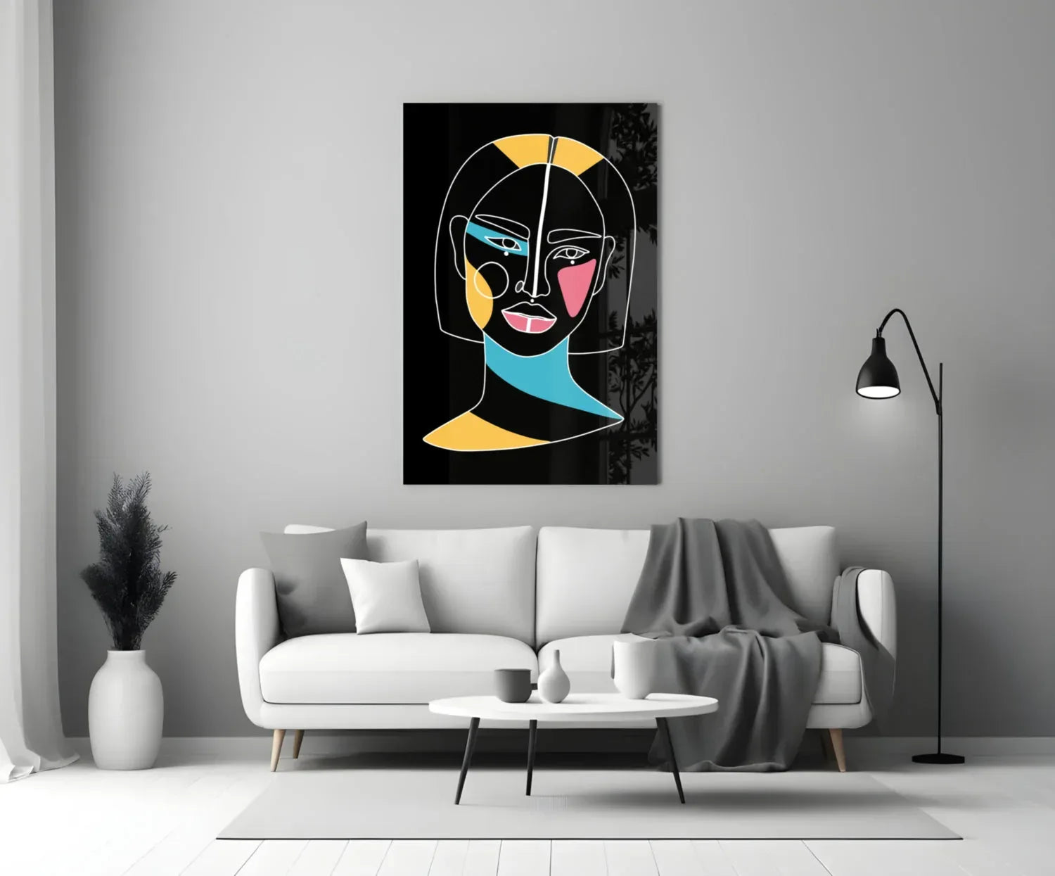 Abstract Colorful Portrait Glass Wall Art - LUXARTDECO