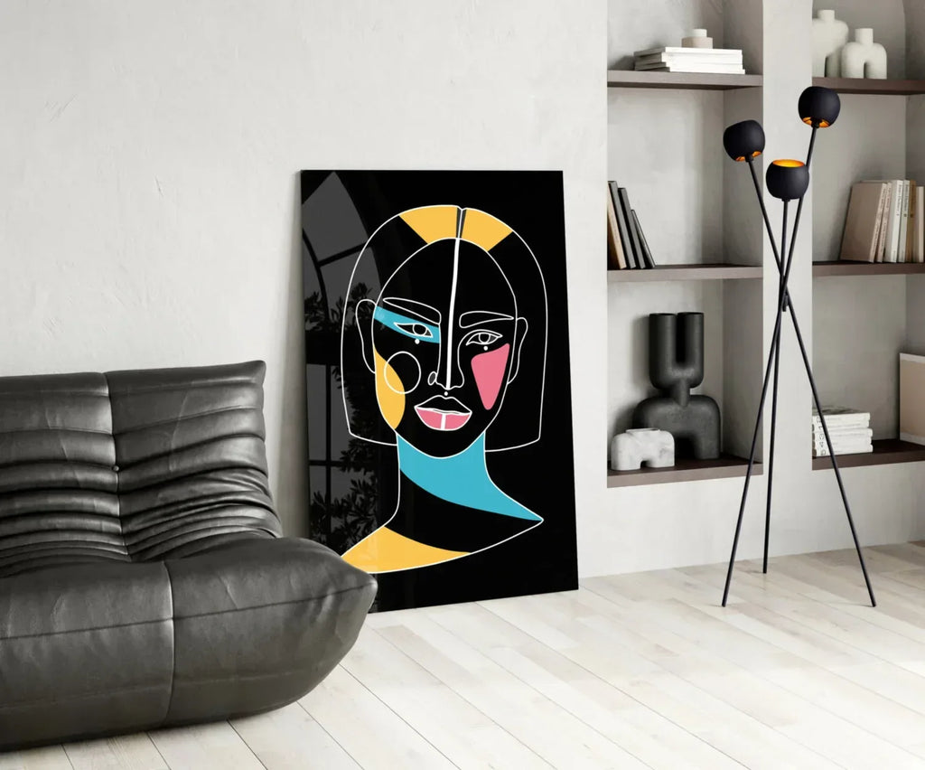 Abstract Colorful Portrait Glass Wall Art - LUXARTDECO