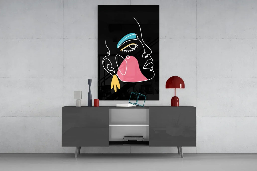 Abstract Colorful Portrait Glass Wall Art - LUXARTDECO