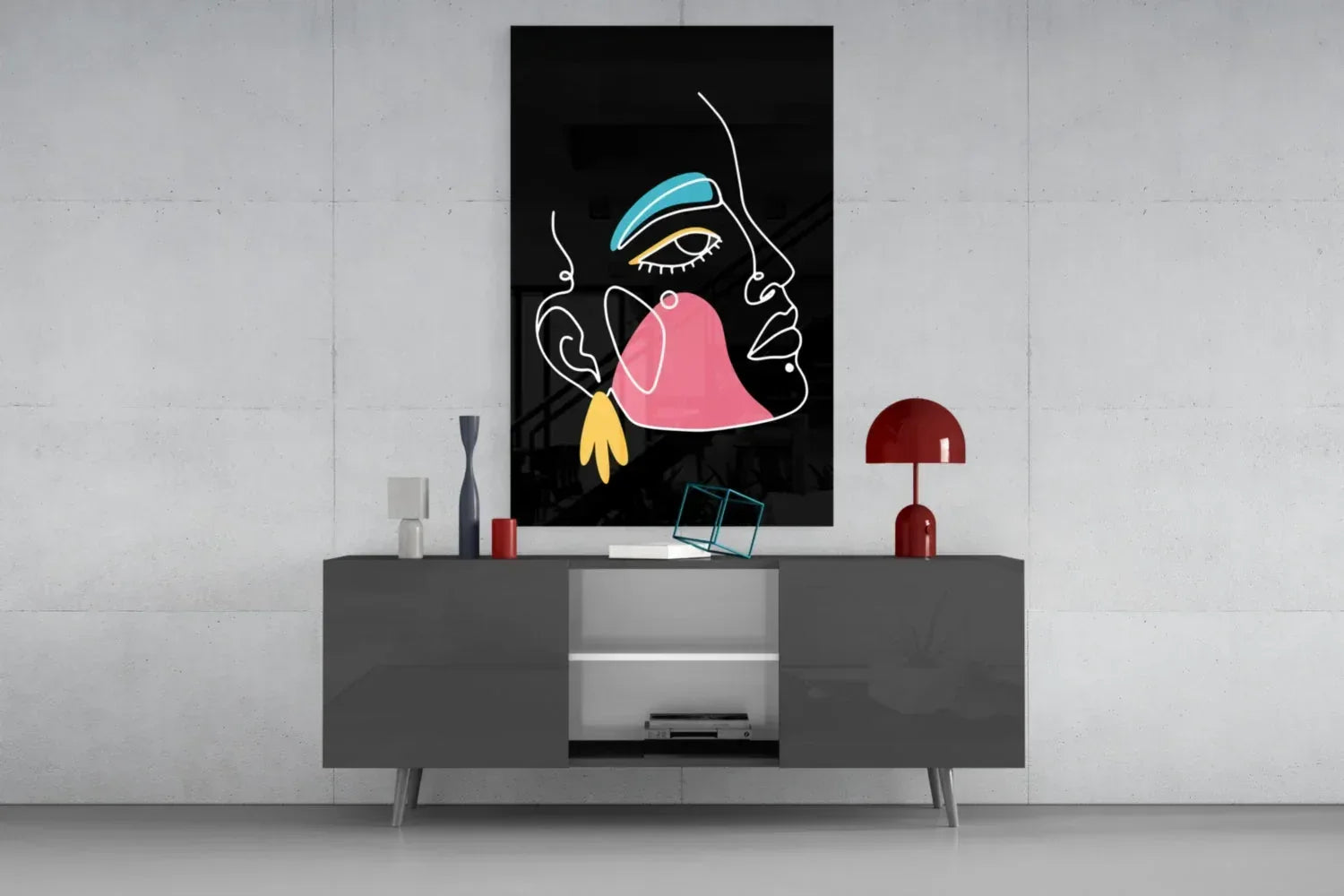 Abstract Colorful Portrait Glass Wall Art - LUXARTDECO