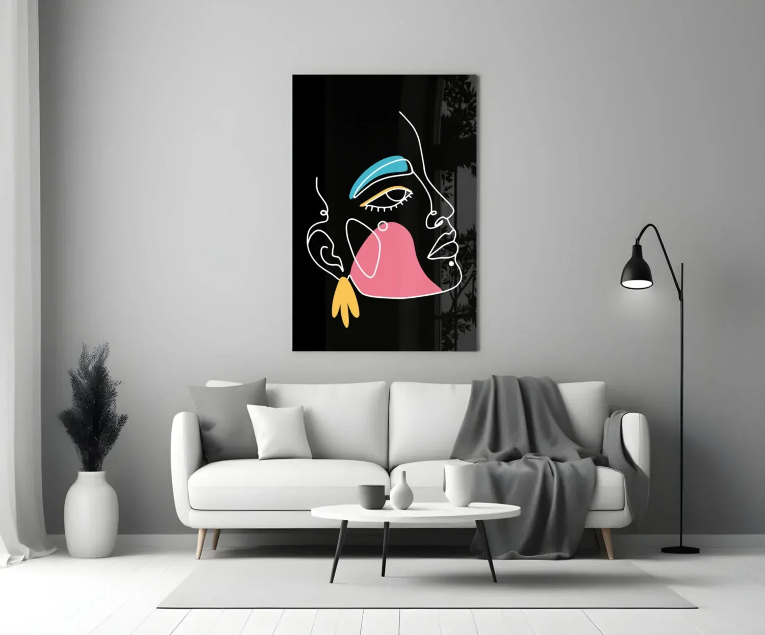 Abstract Colorful Portrait Glass Wall Art - LUXARTDECO