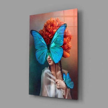 Butterfly Woman Glass Wall Art - LUXARTDECO