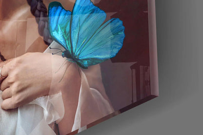 Butterfly Woman Glass Wall Art - LUXARTDECO