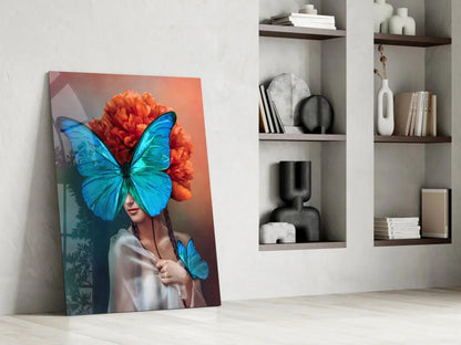 Butterfly Woman Glass Wall Art - LUXARTDECO