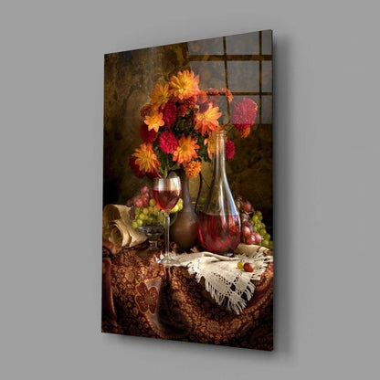 Chalice and Flowers Glass Wall Art - LUXARTDECO