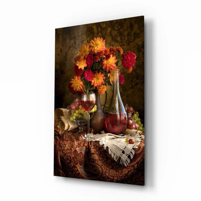 Chalice and Flowers Glass Wall Art - LUXARTDECO