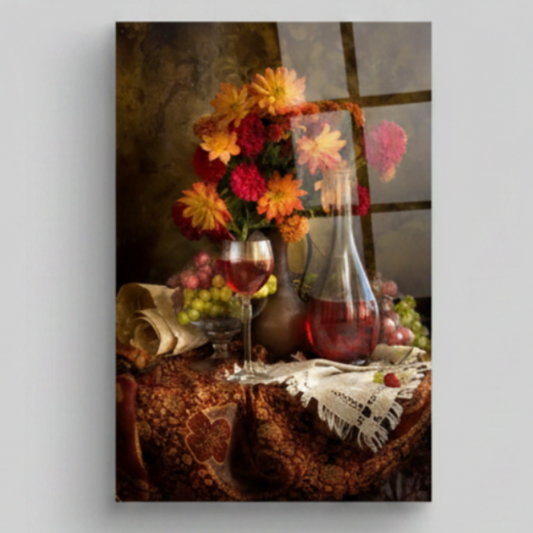 Chalice and Flowers Glass Wall Art
