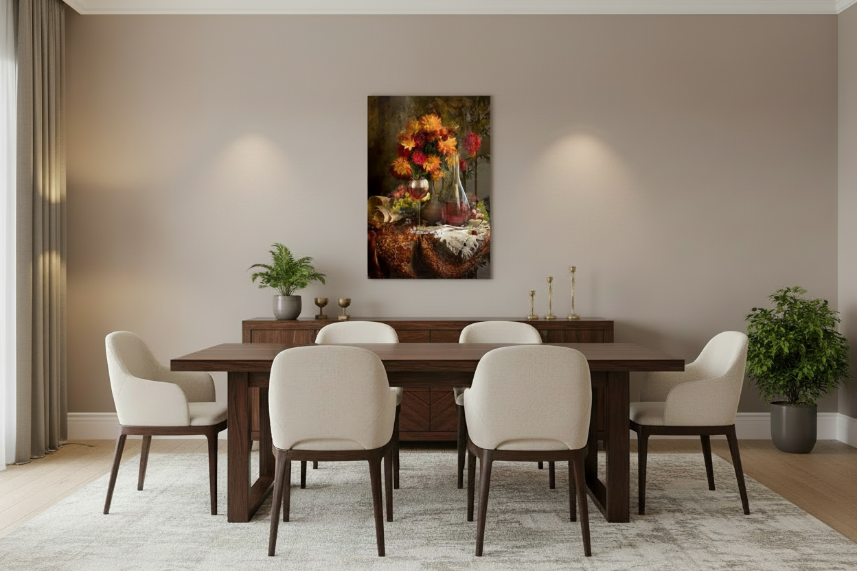 Chalice and Flowers Glass Wall Art