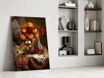 Chalice and Flowers Glass Wall Art - LUXARTDECO