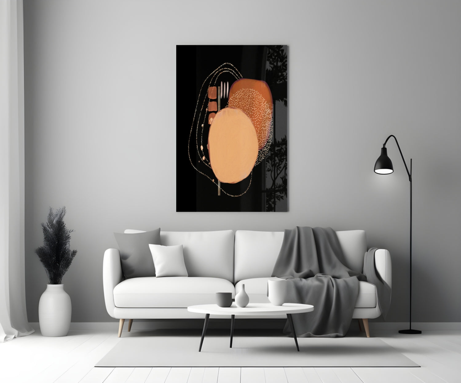 Abstract Black Glass Wall Art