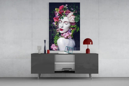 Flower and Woman Glass Wall Art - LUXARTDECO