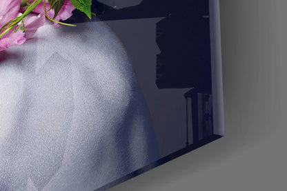 Flower and Woman Glass Wall Art - LUXARTDECO