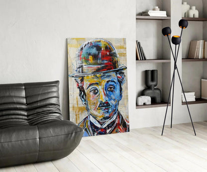 Charlie Chaplin Glass Wall Art - LUXARTDECO
