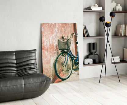 Bicycle Basket Glass Wall Art - LUXARTDECO