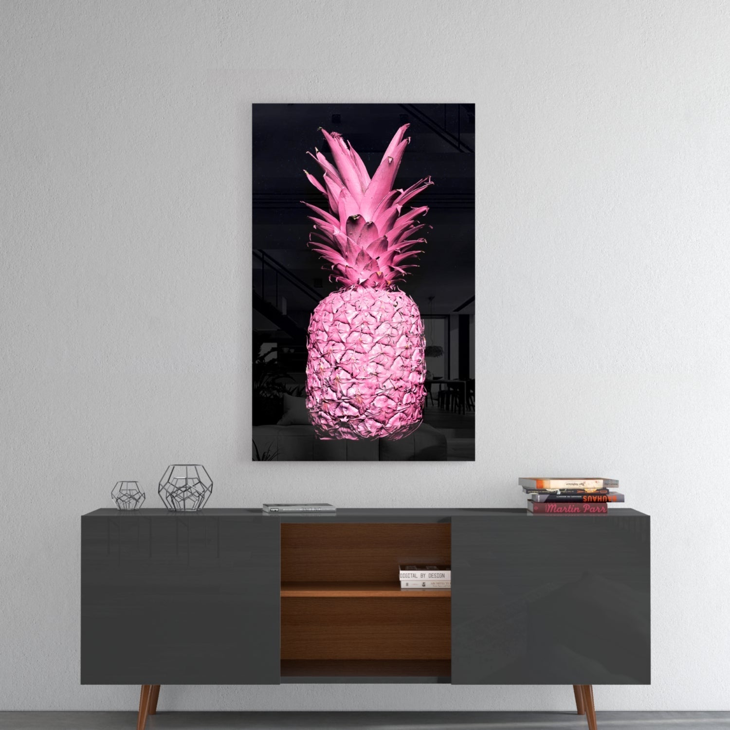Pink Pineapple Glass Wall Art