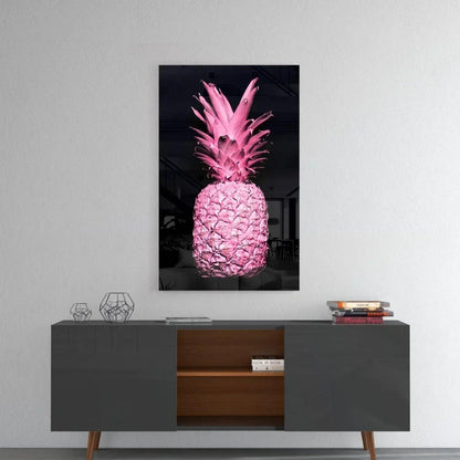 Pink Pineapple Glass Wall Art - LUXARTDECO
