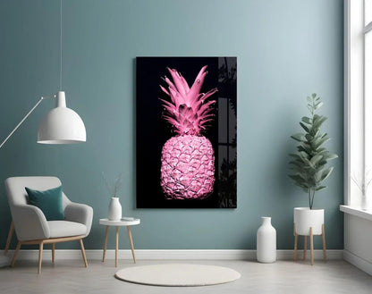 Pink Pineapple Glass Wall Art - LUXARTDECO