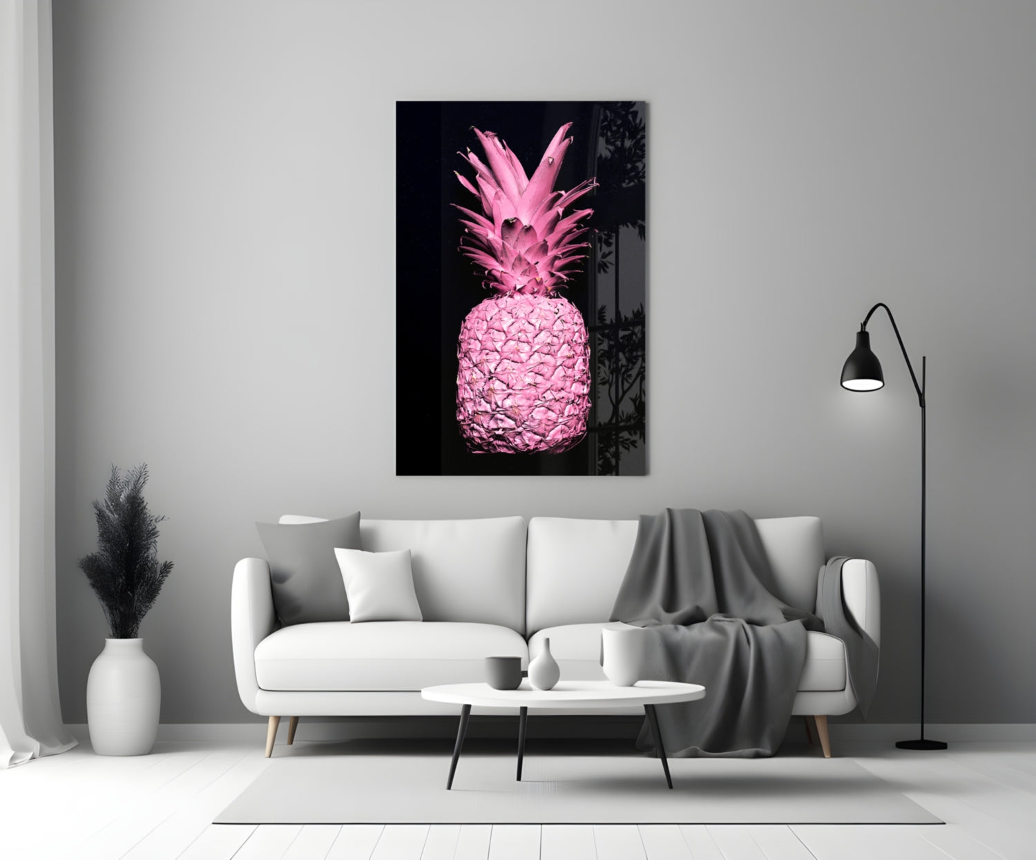 Pink Pineapple Glass Wall Art