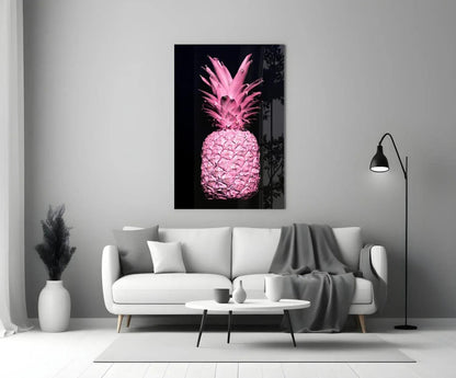 Pink Pineapple Glass Wall Art - LUXARTDECO