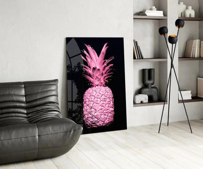 Pink Pineapple Glass Wall Art - LUXARTDECO