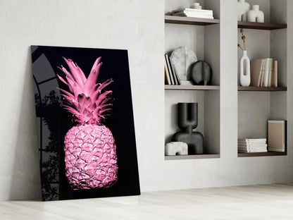 Pink Pineapple Glass Wall Art - LUXARTDECO