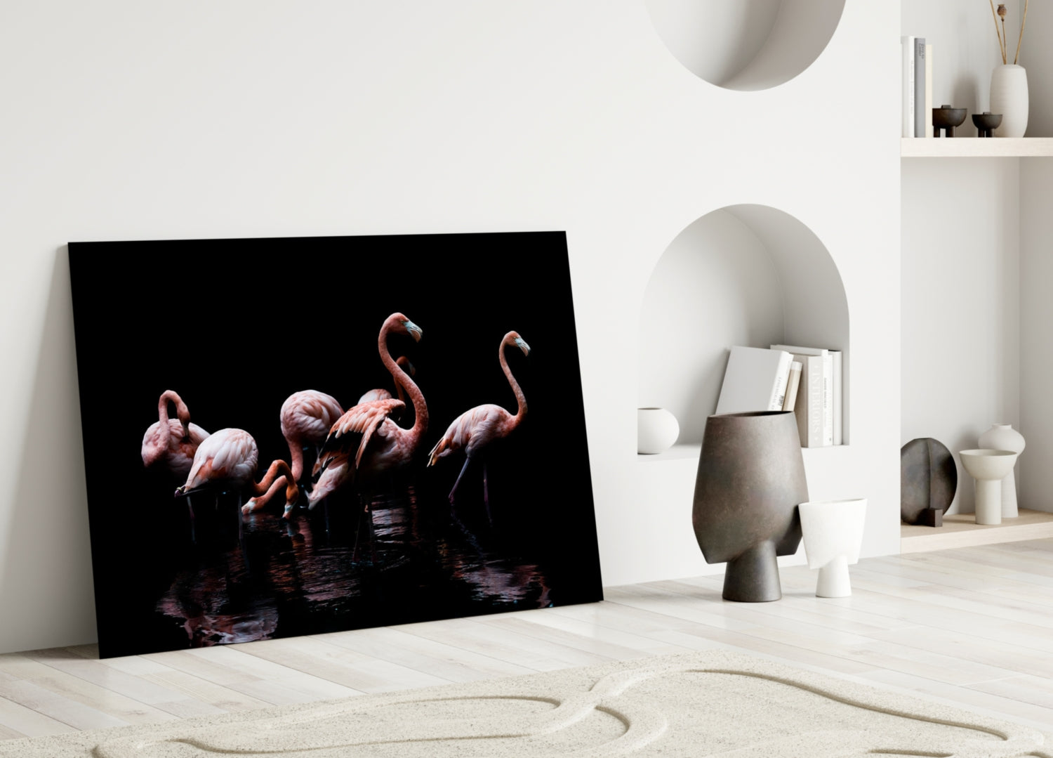 Flamingos Glass Wall Art