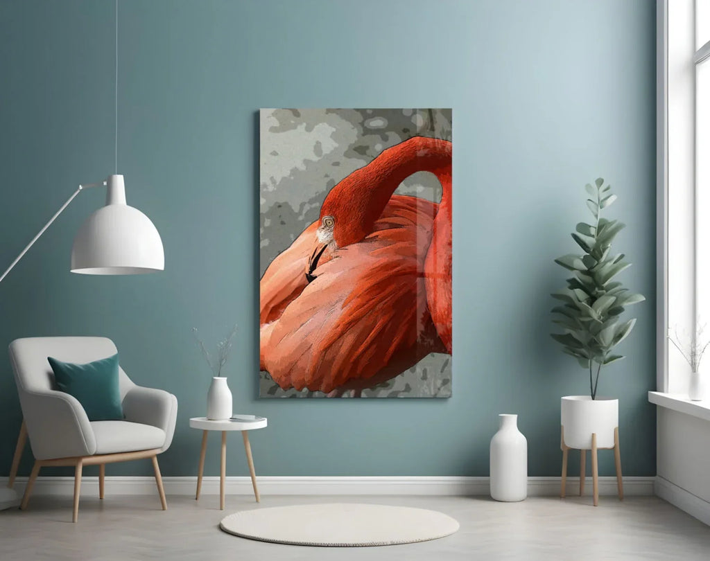 Flamingo Glass Wall Art - LUXARTDECO