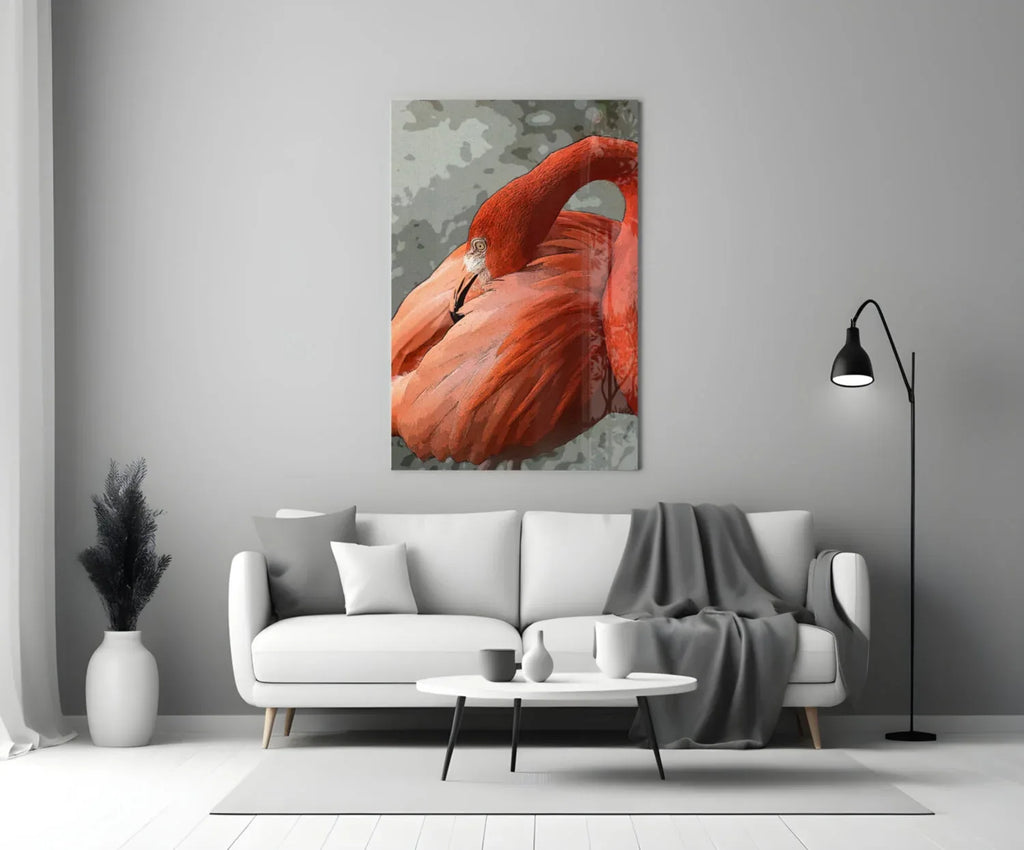 Flamingo Glass Wall Art - LUXARTDECO