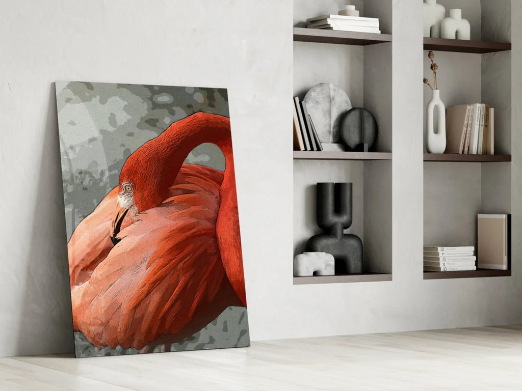 Flamingo Glass Wall Art - LUXARTDECO