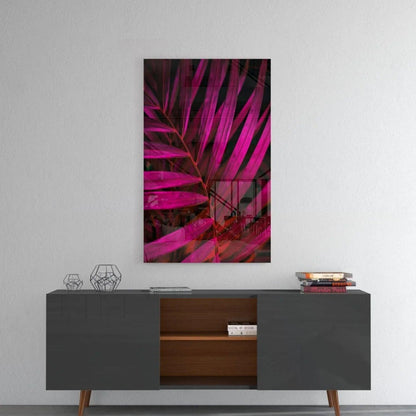Purple Leaf Glass Wall Art - LUXARTDECO