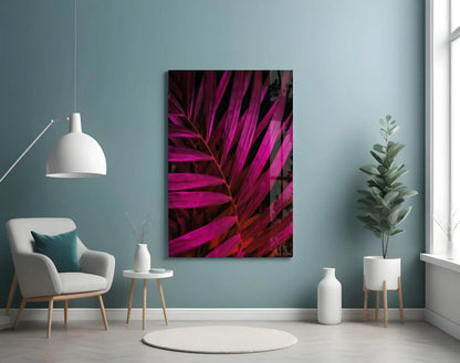 Purple Leaf Glass Wall Art - LUXARTDECO