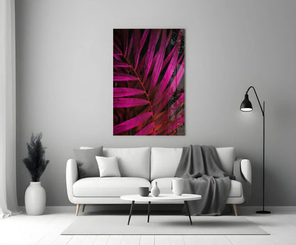 Purple Leaf Glass Wall Art - LUXARTDECO