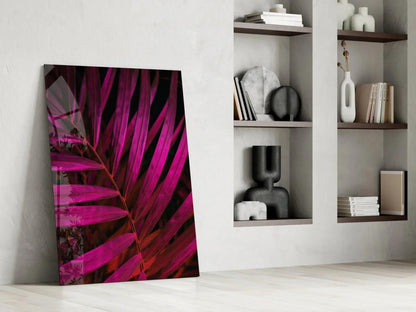 Purple Leaf Glass Wall Art - LUXARTDECO